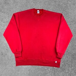 Russell Athletic Sweatshirt Mens XLT Red Crewneck Vintage Pullover Distressed